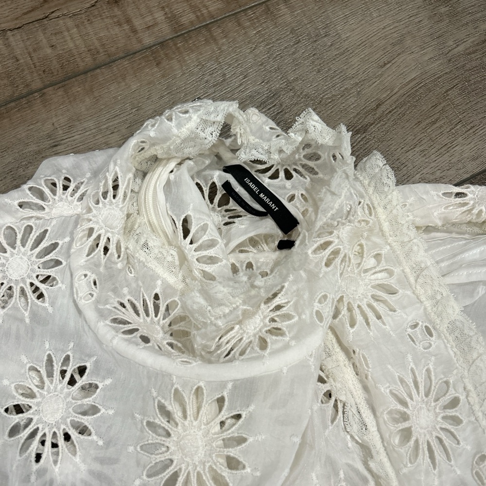Isabel Marant Dysart silk blend broderie anglaise dress in off white - Picture 5 of 8